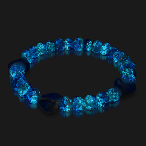 Bracelet en argent sterling 925 | Bleu outremer | Bracelet en forme de cœurs dégradés lumineux
